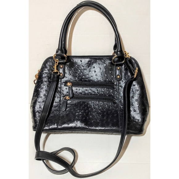 Giani Bernini Ostrich Embossed Faux Leather Shoulder Crossbody Satchel - Picture 3 of 5